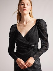 Ted Baker Lazare D-Ring Detail Black Wrap Top - Image 1 of 4