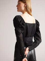 Ted Baker Lazare D-Ring Detail Black Wrap Top - Image 2 of 4