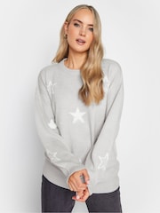 Grau - Long Tall Sally Jacquard-Pullover mit Sternmuster - Bild 1 von 4