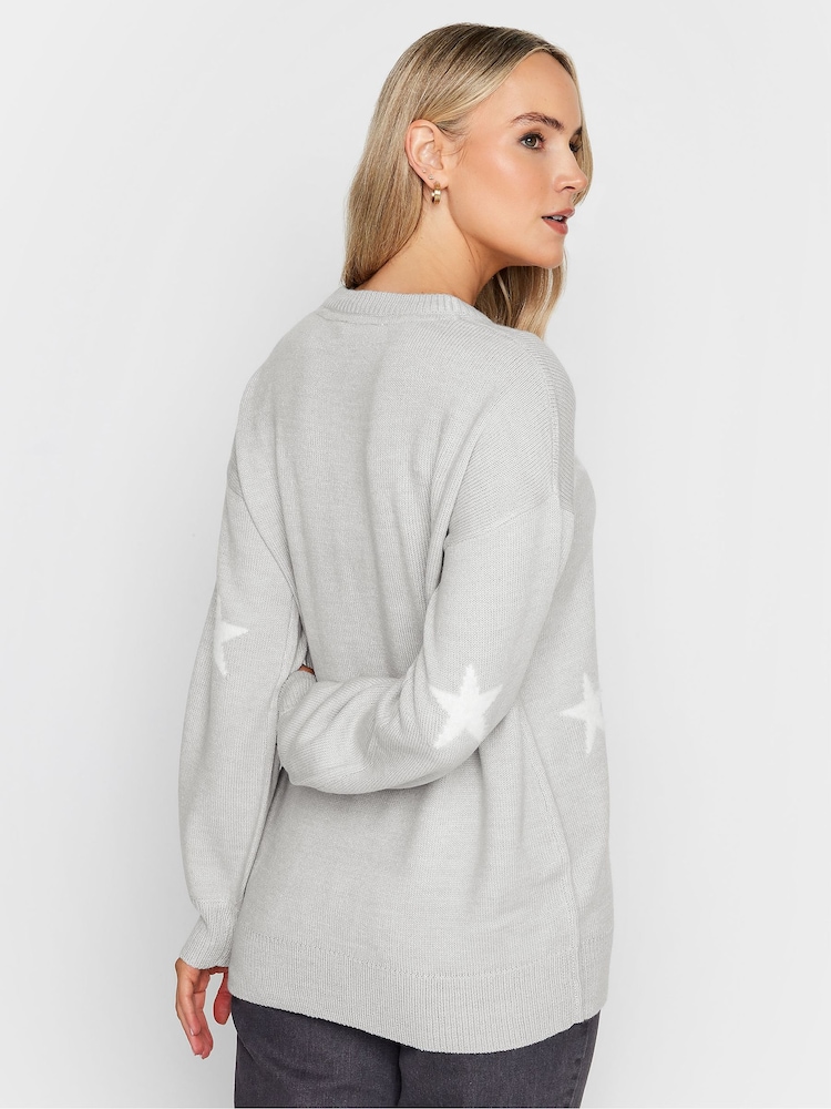 Grau - Long Tall Sally Jacquard-Pullover mit Sternmuster - Bild 2 von 4