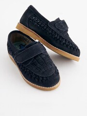 Marineblau/blau - Leder-Loafer in gewebter Optik - Bild 1 von 6