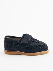 Marineblau/blau - Leder-Loafer in gewebter Optik - Bild 2 von 6