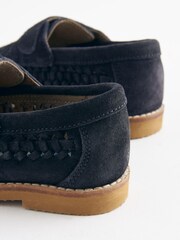 Marineblau/blau - Leder-Loafer in gewebter Optik - Bild 5 von 6