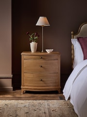 Mid Natural Madeline Solid Mango Wood 2 Drawer Wide Bedside Table - Image 1 of 9