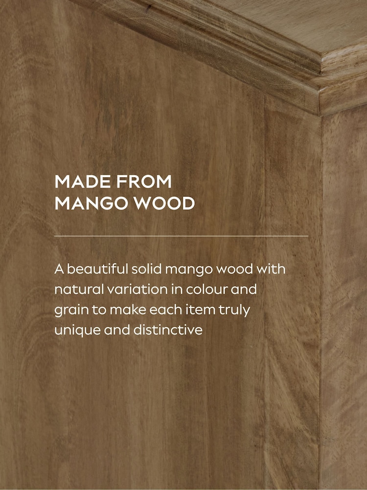 Mid Natural Madeline Solid Mango Wood 2 Drawer Wide Bedside Table - Image 9 of 9 Mid Natural Madeline Solid Mango Wood 2 Drawer Wide Bedside Table - Image 9 of 9