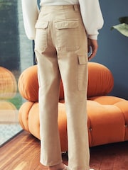 Stone Natural Cotton Cargo Combat Trousers - Image 2 of 5