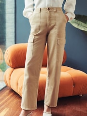 Stone Natural Cotton Cargo Combat Trousers - Image 3 of 5