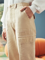Stone Natural Cotton Cargo Combat Trousers - Image 4 of 5