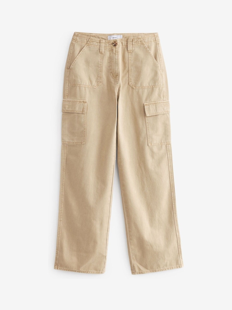 Stone Natural Cotton Cargo Combat Trousers - Image 5 of 5