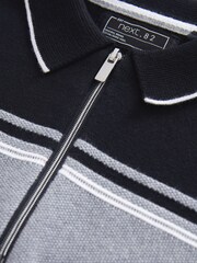Black Colourblock Zip Neck Patterned Short Sleeve Polo (3-16yrs) - Image 3 of 3