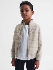 Reiss Stone Flintoff 3-9 yrs Funnel Neck Quilted Hybrid Jacket - Image 1 of 6