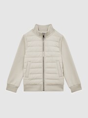 Reiss Stone Flintoff 3-9 yrs Funnel Neck Quilted Hybrid Jacket - Image 2 of 6