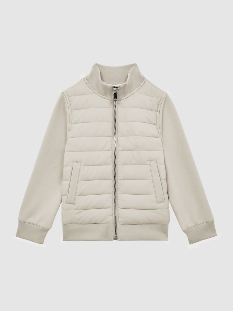 Reiss Stone Flintoff 3-9 yrs Funnel Neck Quilted Hybrid Jacket - Image 2 of 6