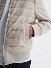Reiss Stone Flintoff 3-9 yrs Funnel Neck Quilted Hybrid Jacket - Image 4 of 6