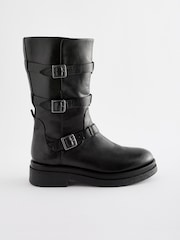 Black Forever Comfort® Buckle Detail Biker Boots - Image 2 of 5