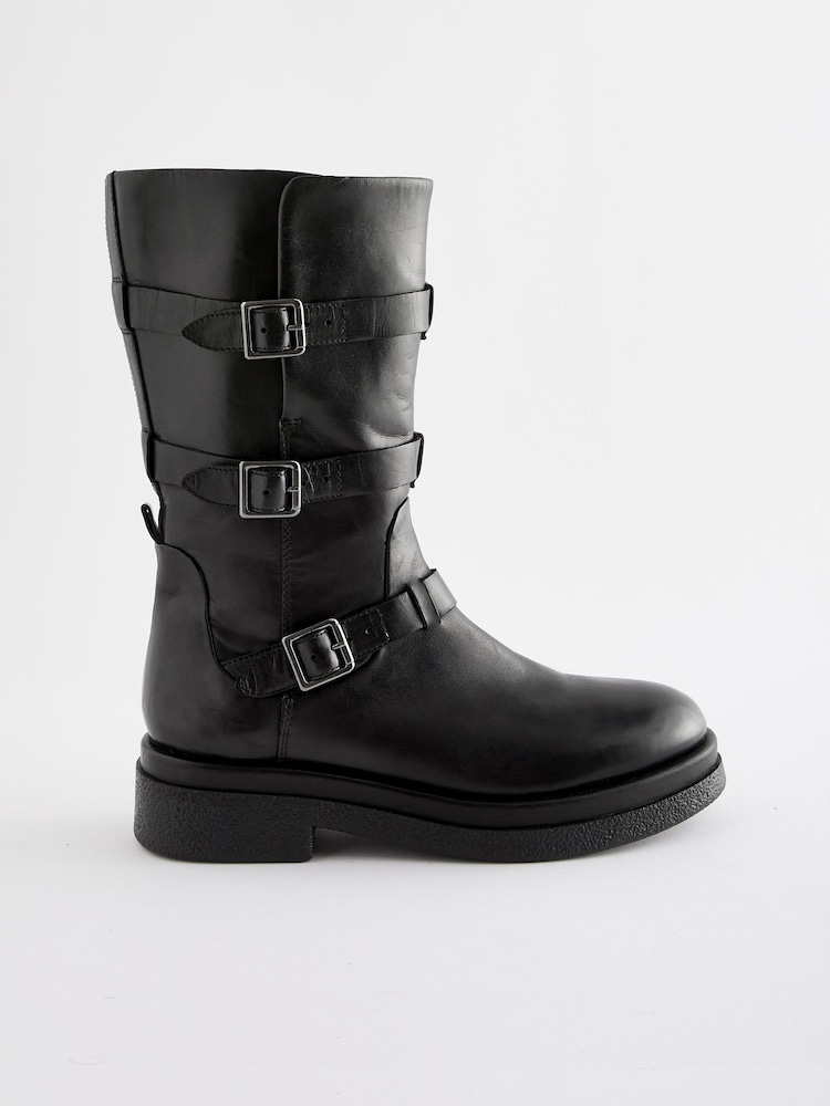 Black Forever Comfort® Buckle Detail Biker Boots - Image 2 of 5