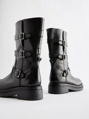 Black Forever Comfort® Buckle Detail Biker Boots - Image 3 of 5