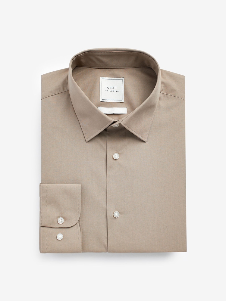 Бежево-коричневый - Зауженный крой, прямые манжеты - Easy Care Single Cuff Smart Shirt - Image 4 of 4 Бежево-коричневый - Зауженный крой, прямые манжеты - Easy Care Single Cuff Smart Shirt - Image 4 of 4