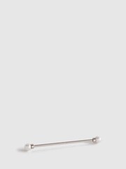 Reiss Silver Colby Pearl Collar Bar - Image 1 of 4