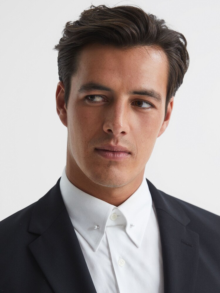 Reiss Silver Colby Pearl Collar Bar - Image 2 of 4
