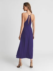 Reiss Purple Ellis Plunge Bodycon Midi Dress - Image 5 of 6