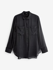 Black Sheer Longline Shirt - Image 5 of 5