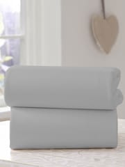 Clair De Lune Grey Travel 100% Cotton Fitted Sheet - Image 1 of 3
