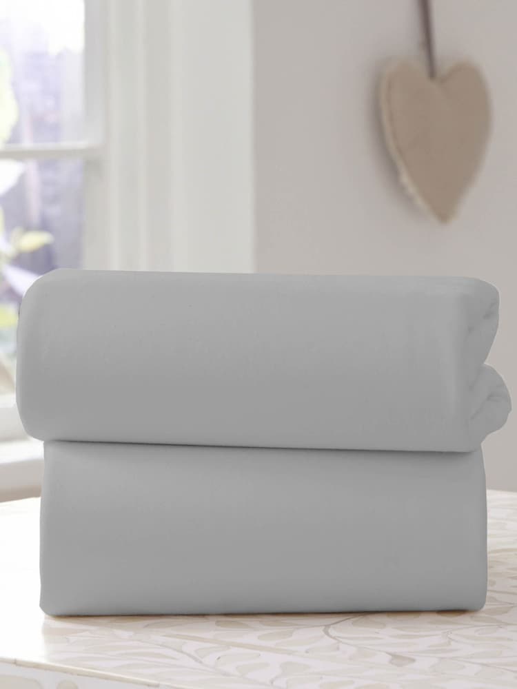 Clair De Lune Grey Travel 100% Cotton Fitted Sheet - Image 1 of 3