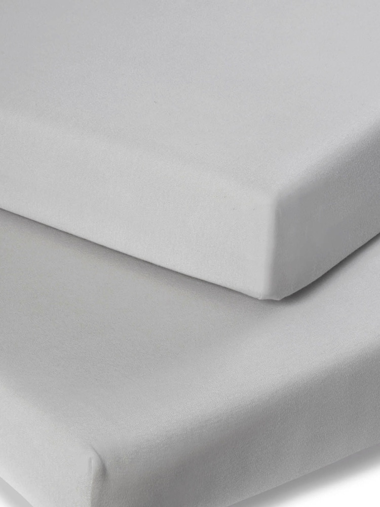 Clair De Lune Grey Travel 100% Cotton Fitted Sheet - Image 2 of 3