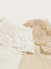 Monsoon Gold Lace Trim Socks 2 Pack - Image 2 of 2