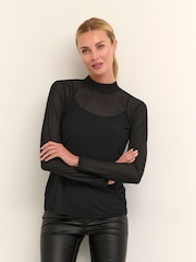 Kaffe Floc Turtleneck Black Top - Image 1 of 6