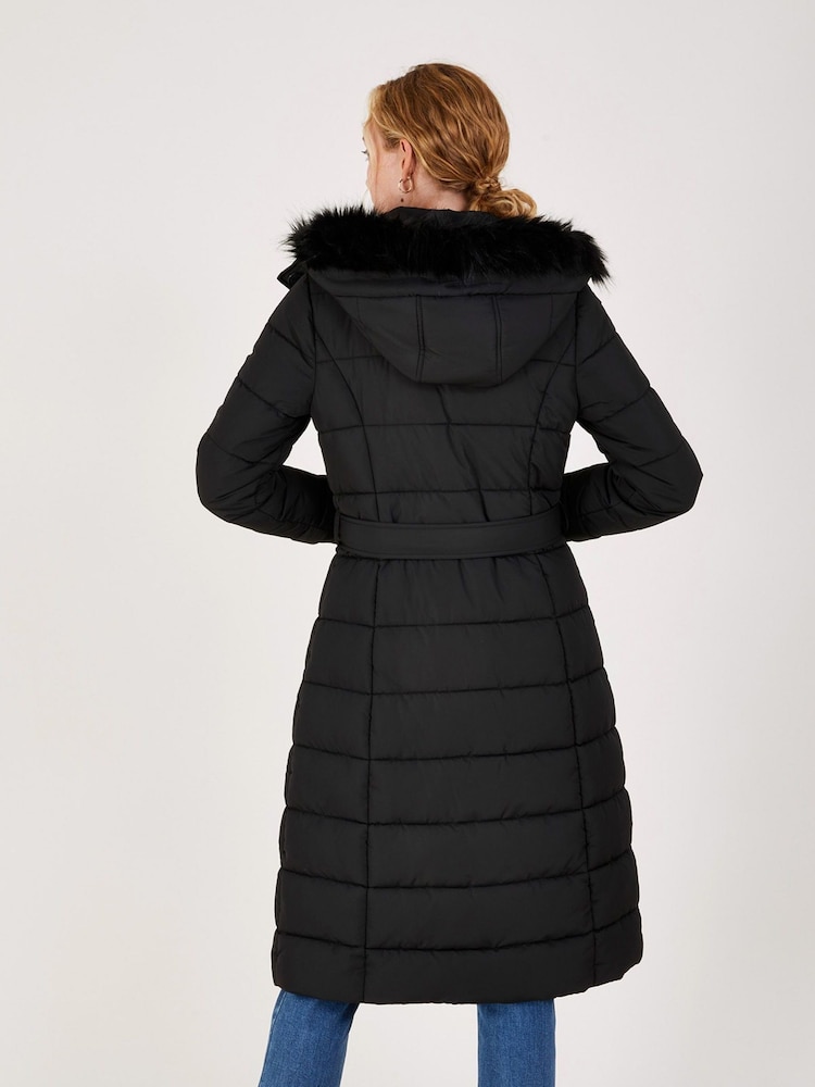 Monsoon Black Padded Belted Roxy Coat - Image 2 of 4