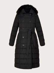 Monsoon Black Padded Belted Roxy Coat - Image 4 of 4