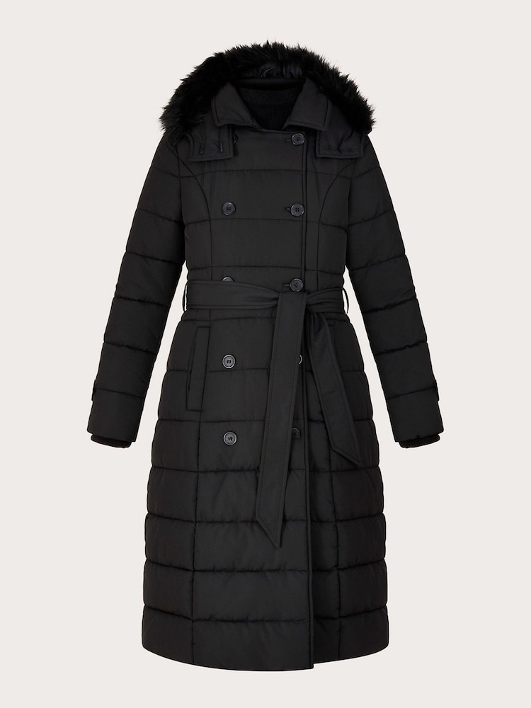 Monsoon Black Padded Belted Roxy Coat - Image 4 of 4