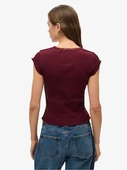 Superdry Red Athletic Essential Square Neck T-Shirt - Image 2 of 4