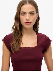Superdry Red Athletic Essential Square Neck T-Shirt - Image 3 of 4