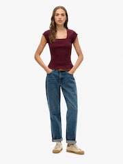 Superdry Red Athletic Essential Square Neck T-Shirt - Image 4 of 4