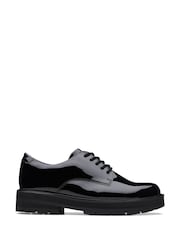 Clarks Black Patent Multi Fit Leather Prague Lace Shoes - Image 1 of 7