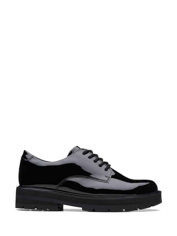 Clarks Black Patent Multi Fit Leather Prague Lace Shoes - Image 1 of 7