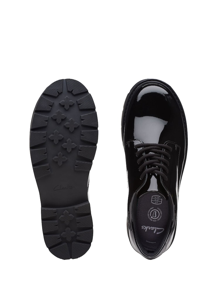 Clarks Black Patent Multi Fit Leather Prague Lace Shoes - Image 7 of 7