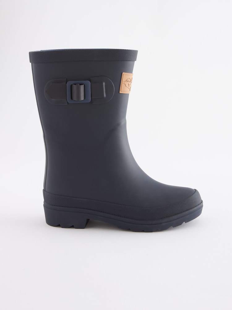 Marineblau - Gummistiefel mit kariertem Futter und Schnallenriemen - Bild 2 von 6 Marineblau - Gummistiefel mit kariertem Futter und Schnallenriemen - Bild 2 von 6