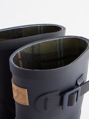 Marineblau - Gummistiefel mit kariertem Futter und Schnallenriemen - Bild 5 von 6