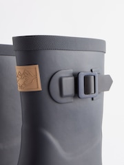 Marineblau - Gummistiefel mit kariertem Futter und Schnallenriemen - Bild 6 von 6