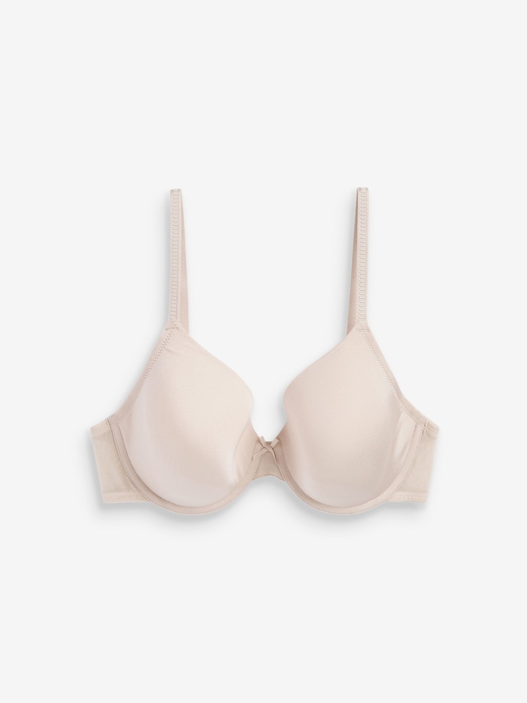 Coral Pink/Blue/Cream Pad Full Cup Microfibre Smoothing T-Shirt Bras 3 Pack - Image 1 of 7 Coral Pink/Blue/Cream Pad Full Cup Microfibre Smoothing T-Shirt Bras 3 Pack - Image 1 of 7