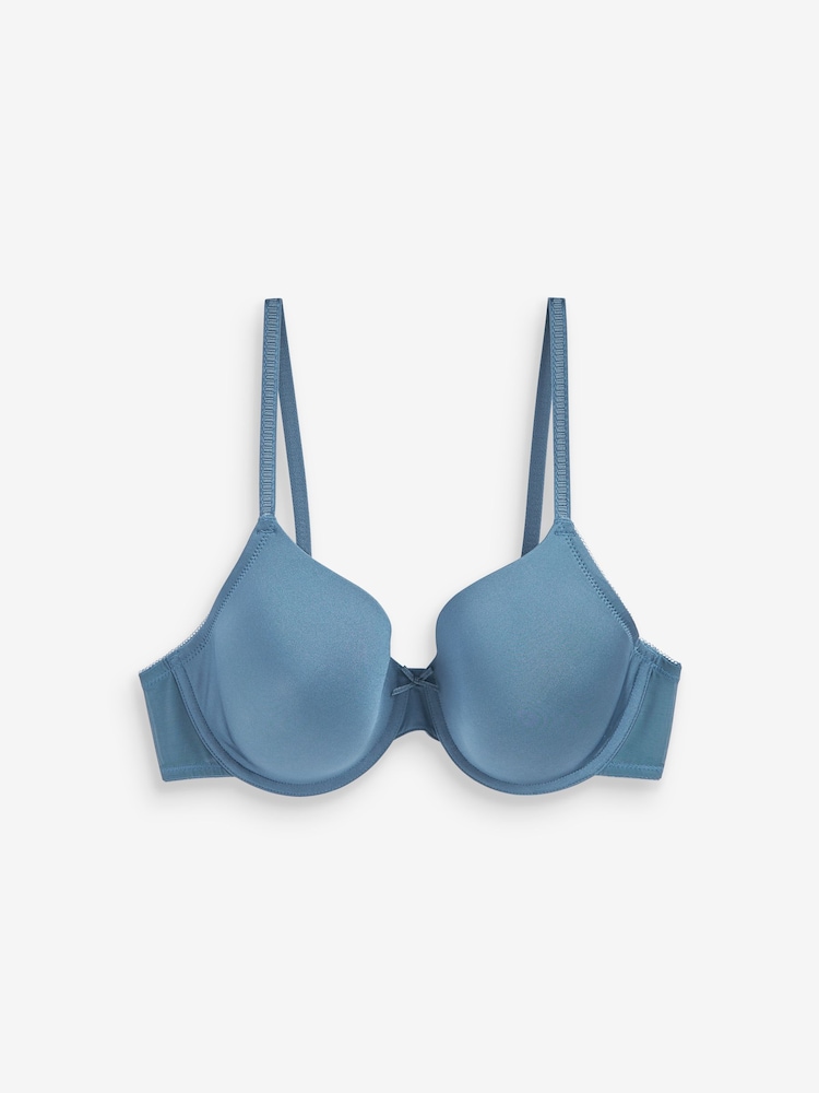 Coral Pink/Blue/Cream Pad Full Cup Microfibre Smoothing T-Shirt Bras 3 Pack - Image 2 of 7 Coral Pink/Blue/Cream Pad Full Cup Microfibre Smoothing T-Shirt Bras 3 Pack - Image 2 of 7
