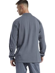 Reebok Grey Classics Wardrobe Essentials Long Sleeve Rugby 100% Cotton T-Shirt - Image 2 of 6