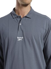 Reebok Grey Classics Wardrobe Essentials Long Sleeve Rugby 100% Cotton T-Shirt - Image 4 of 6