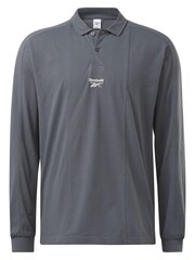 Reebok Grey Classics Wardrobe Essentials Long Sleeve Rugby 100% Cotton T-Shirt - Image 6 of 6