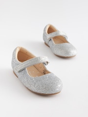 Silver Glitter Wide Fit (G) Mary Jane Shoes - Image 1 of 6