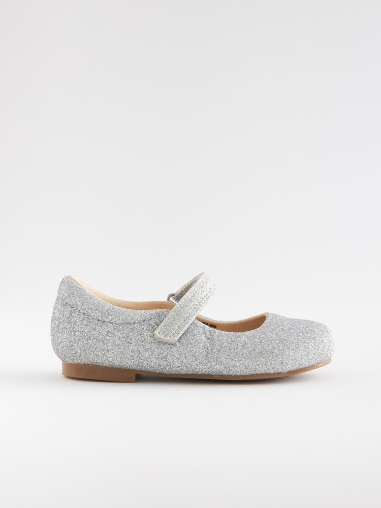 Silver Glitter Wide Fit (G) Mary Jane Shoes - Image 2 of 6